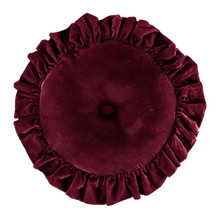 Stella Faux Silk Velvet Garnet Red Ruffled Round Pillow - 840118817660