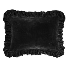 Stella Black Silk Velvet Ruffled Dutch Euro Pillow - 840118815345
