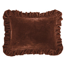 Stella Copper Brown Silk Velvet Ruffled Dutch Euro Pillow - 840118815352