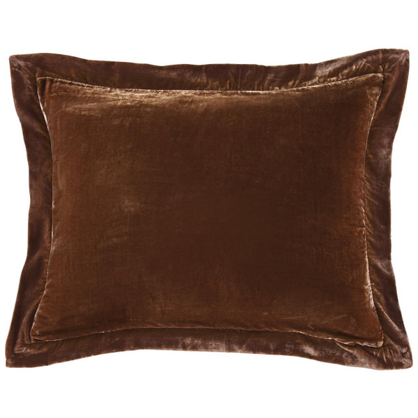 Stella Copper Brown Silk Velvet Flanged Dutch Euro Pillow - 840118813068