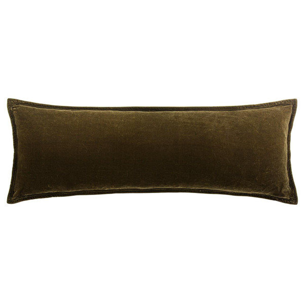 Stella Green Ochre Silk Velvet Long Lumbar Pillow - 840118820394