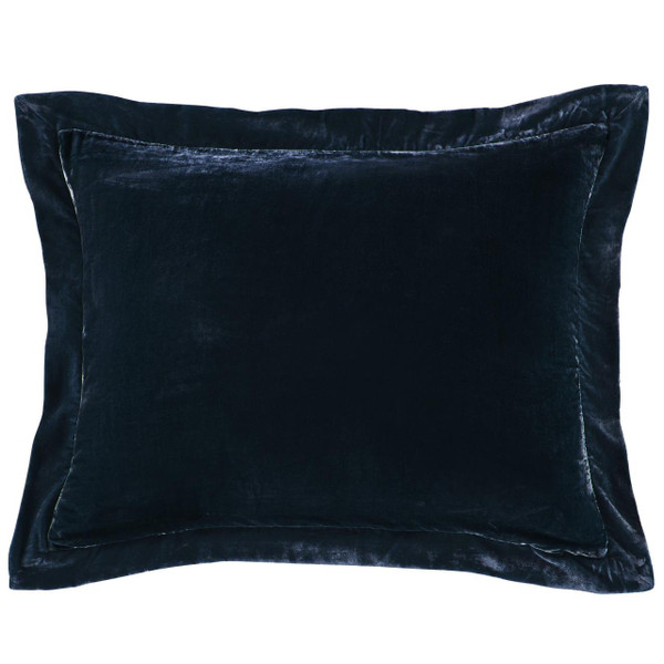 Stella Midnight Blue Silk Velvet Flanged Dutch Euro Pillow - 840118813082