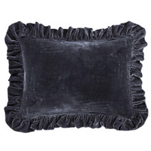 Stella Slate Silk Velvet Ruffled Dutch Euro Pillow - 840118815406