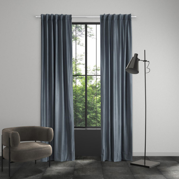 Valencia Steel Blue Curtain Pair - 193842143117