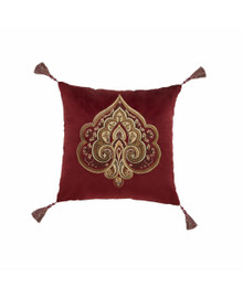 Bordeaux Crimson 18" Embellished Pillow - 193842145302