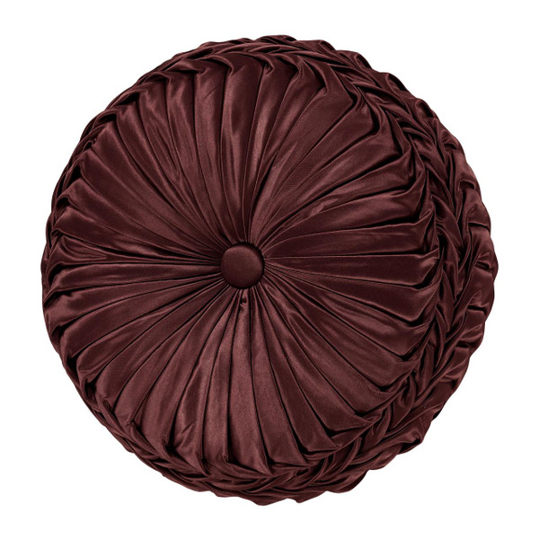 La Boheme Maroon Tufted Round Decorative Pillow - 193842144046