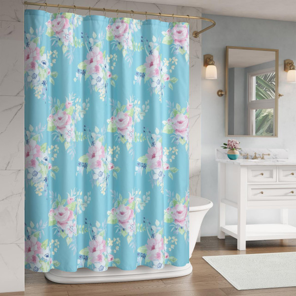 Esme Turquoise Shower Curtain - 193842139059