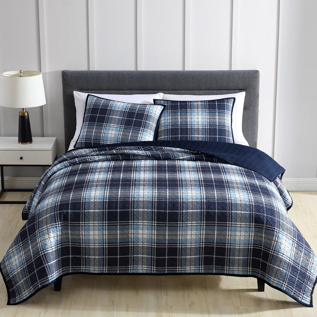 black and blue bed set