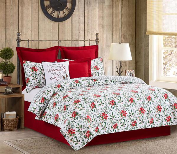 Silvia Poinsettia Quilt Set - 008246711681