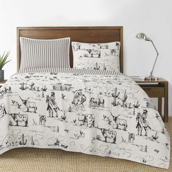 Ranch Life Western Toile Reversible Quilt Set - 840118812344