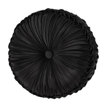 Brunello Black And Gold Tufted Round Pillow - 193842148303