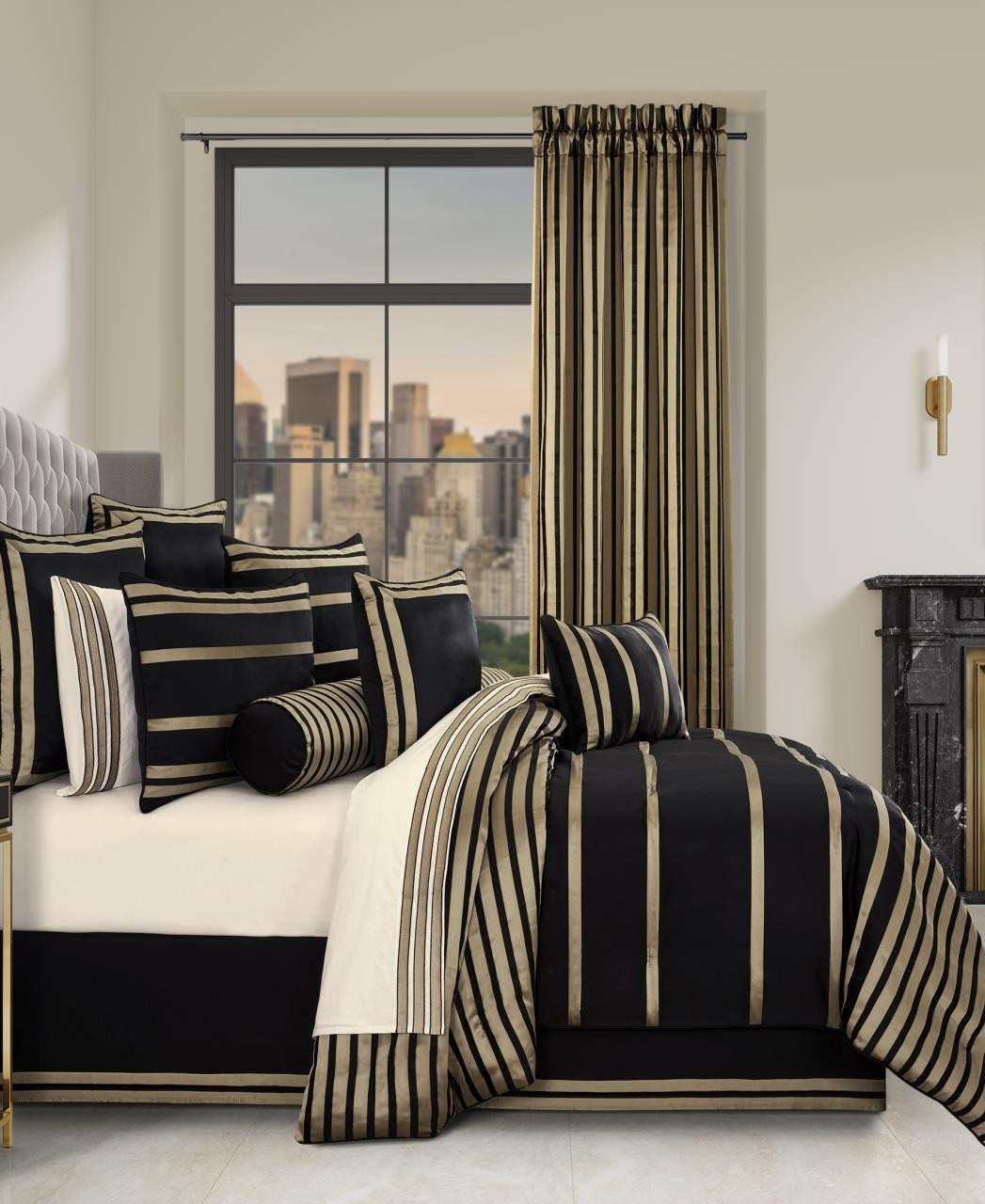 Calvari Black And Gold Comforter Set by J Queen New York | Paul's Home ...