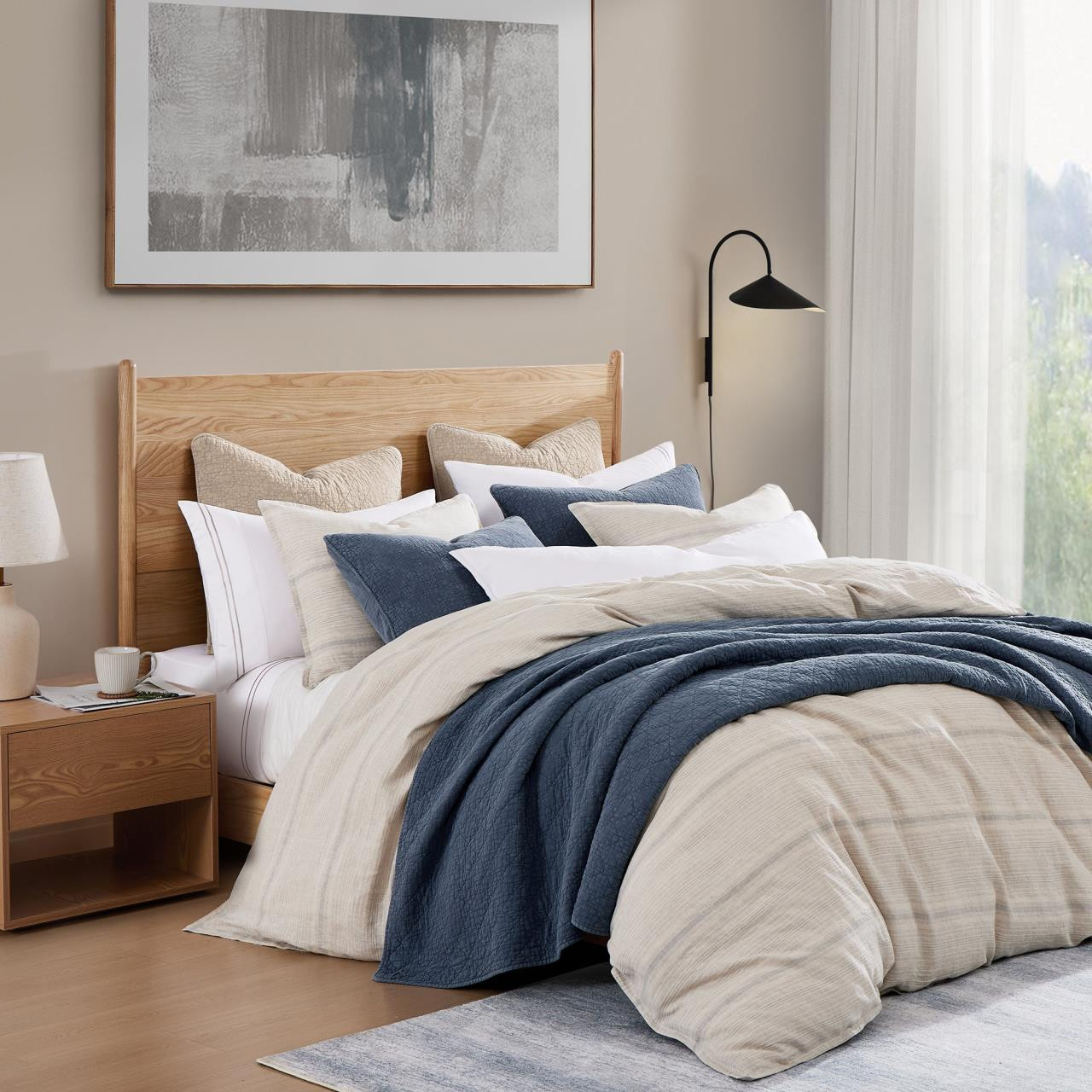 French Flax Linen Light Blue Bedding Collection by HiEnd Accents Paul