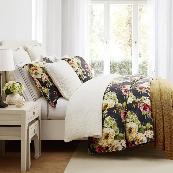 Peony Washed Linen Charcoal Bedding Collection -