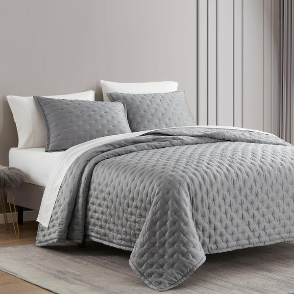 Lyocell Grey Quilt Set - 840118822008