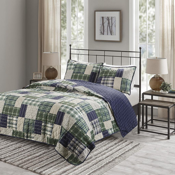 Timber 3 Piece Reversible Printed Quilt Set - 086569552693