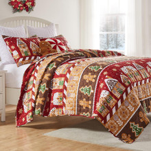 Gingerbread Lane Red Quilt Set - 636047448507