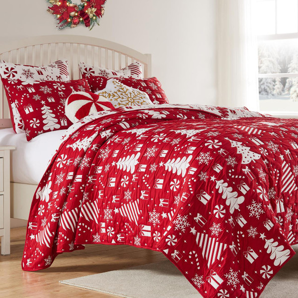 Peppermint Party Red Coverlet Set - 636047448200