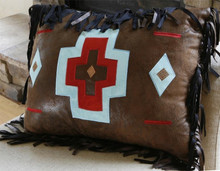 Turquoise Chamarro Brown Cross Pillow - 35731115921