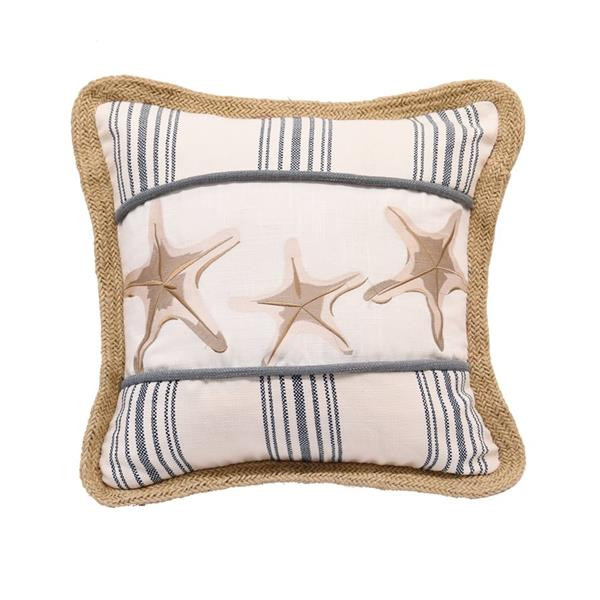 Starfish Embroidered Pillow -