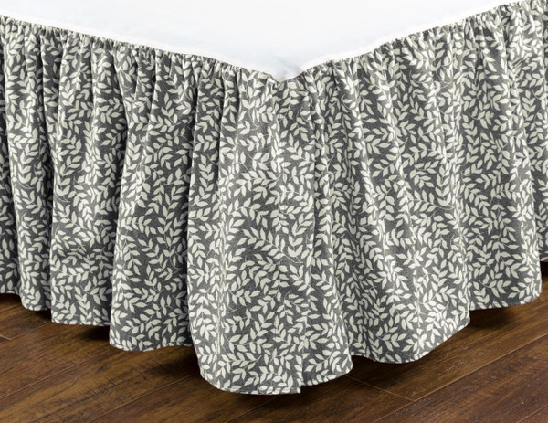 Bouvier Black Leaf Print Bed Skirt - 13864100175