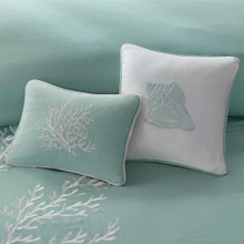 Coastline Aqua Shell Square Pillow - 675716361433