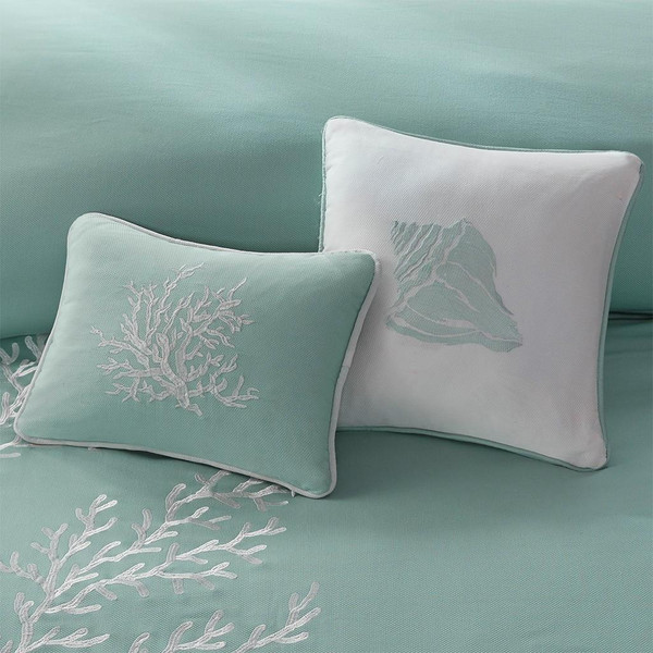 Coastline Aqua Shell Square Pillow - 675716361433