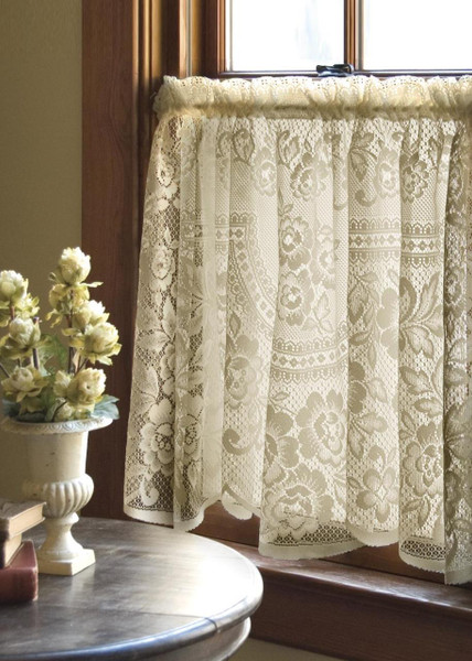 Victorian Rose Lace Tier Curtain -