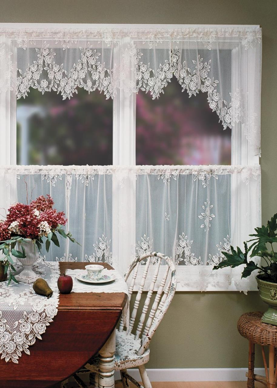 Tea Rose Lace Tier Curtain by Heritage Lace - Paul's Home Fashions