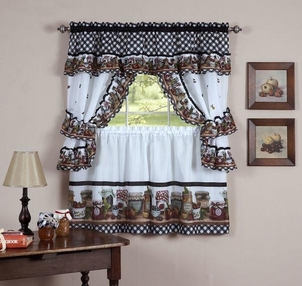 Mason Jars Cottage Kitchen Tier Curtain Set -