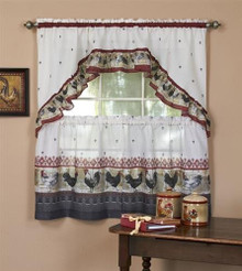 Rooster Kitchen Tier Curtain Set -