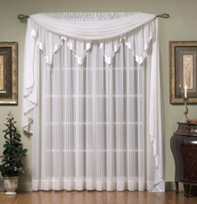 Silhouette Embroidered Stripe Sheer Rod Pocket Curtains -