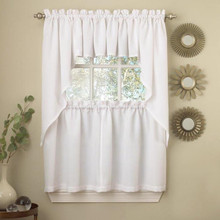 Ribcord Solid Color Kitchen Tier Curtain and Valance -