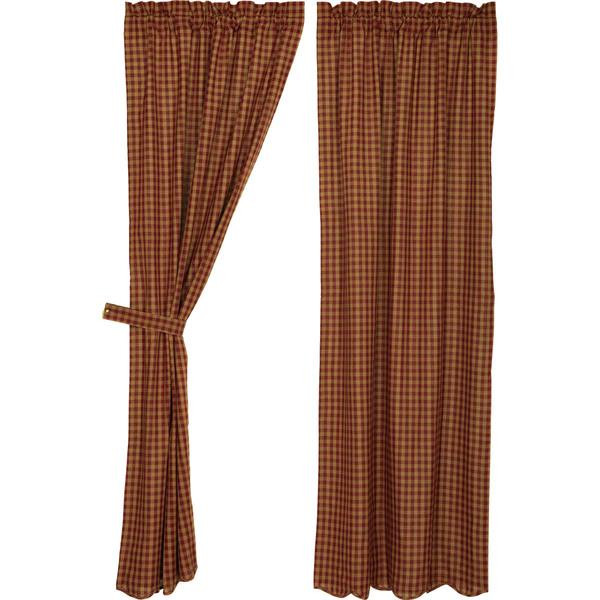 Burgundy Check Curtain Collection -