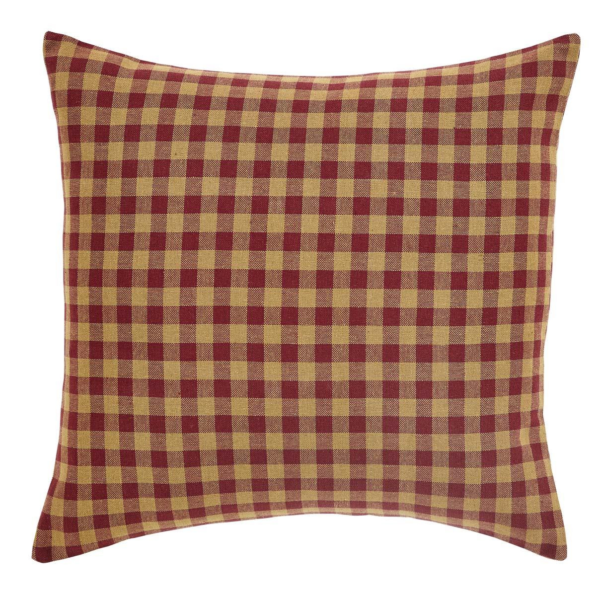 Burgundy Check Fabric Pillow - 840528151088