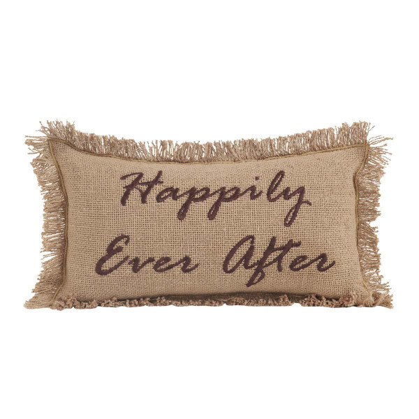 Burlap Natural Happily Ever After Pillow - 841985004139