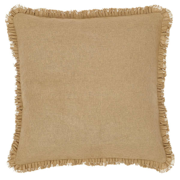 Burlap Natural Ruffled Fringed Pillow - 840528153761