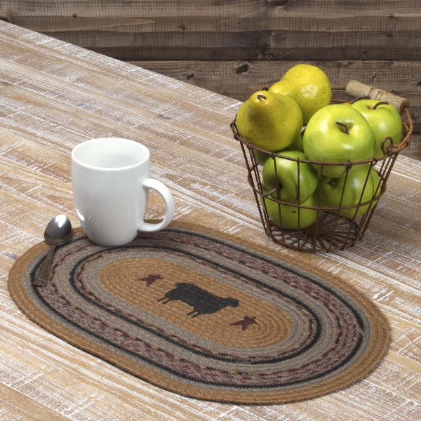 Heritage Farms Sheep Jute Oval Placemat Set - 840528160066