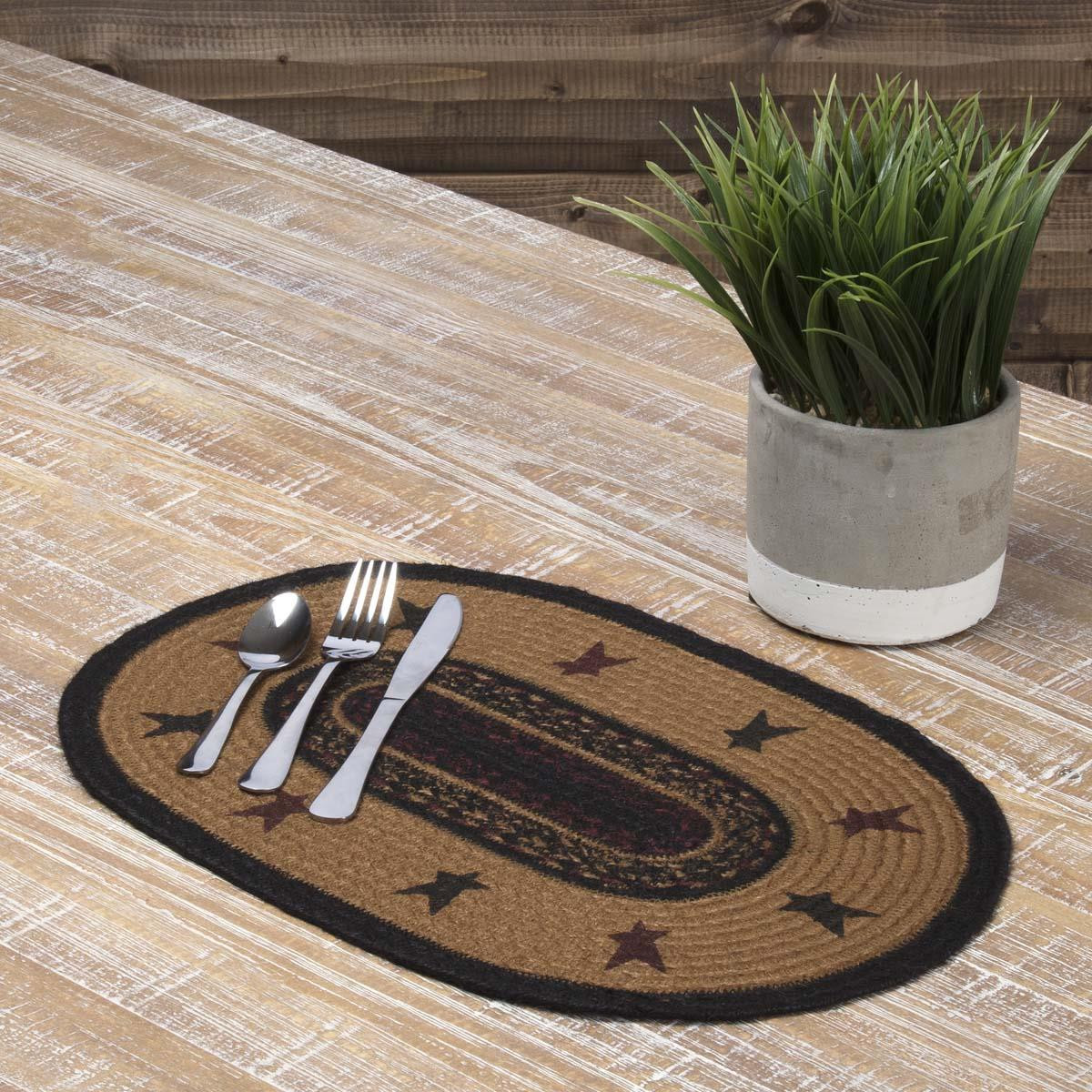 VHC Brands Heritage Farms Star Jute Oval Placemat Set by Mayflower