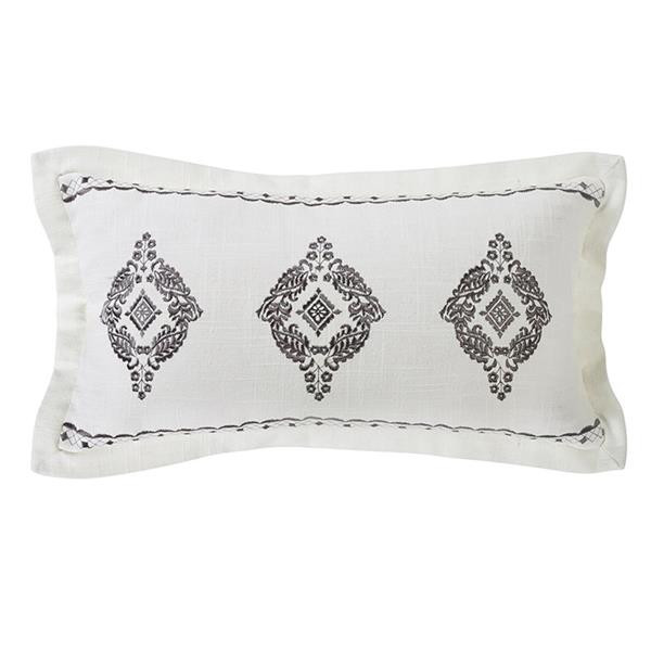 Charlotte Oblong Grey Embroidered Lace Pillow - 8.14E+11