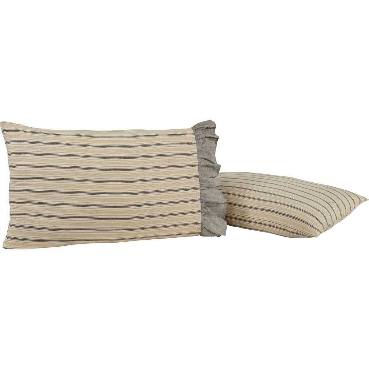 VHC Farmhouse Standard Pillow Case Set of 2 Bedding Sawyer Mill Charcoal White 