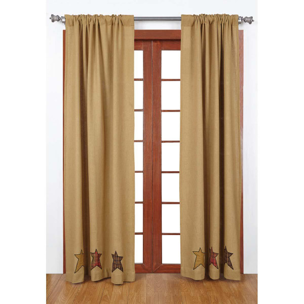 Stratton Burlap Applique Star Curtains - 840528101861