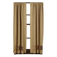 Stratton Burlap Applique Star Short Curtains - 840528102523
