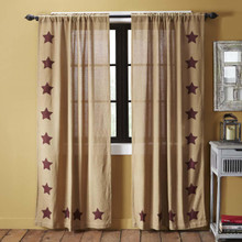 Burlap w/ Stencil Stars Curtains - 840528125690