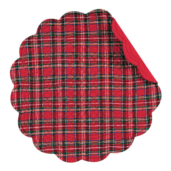 Red Plaid Round Placemat - 008246426561