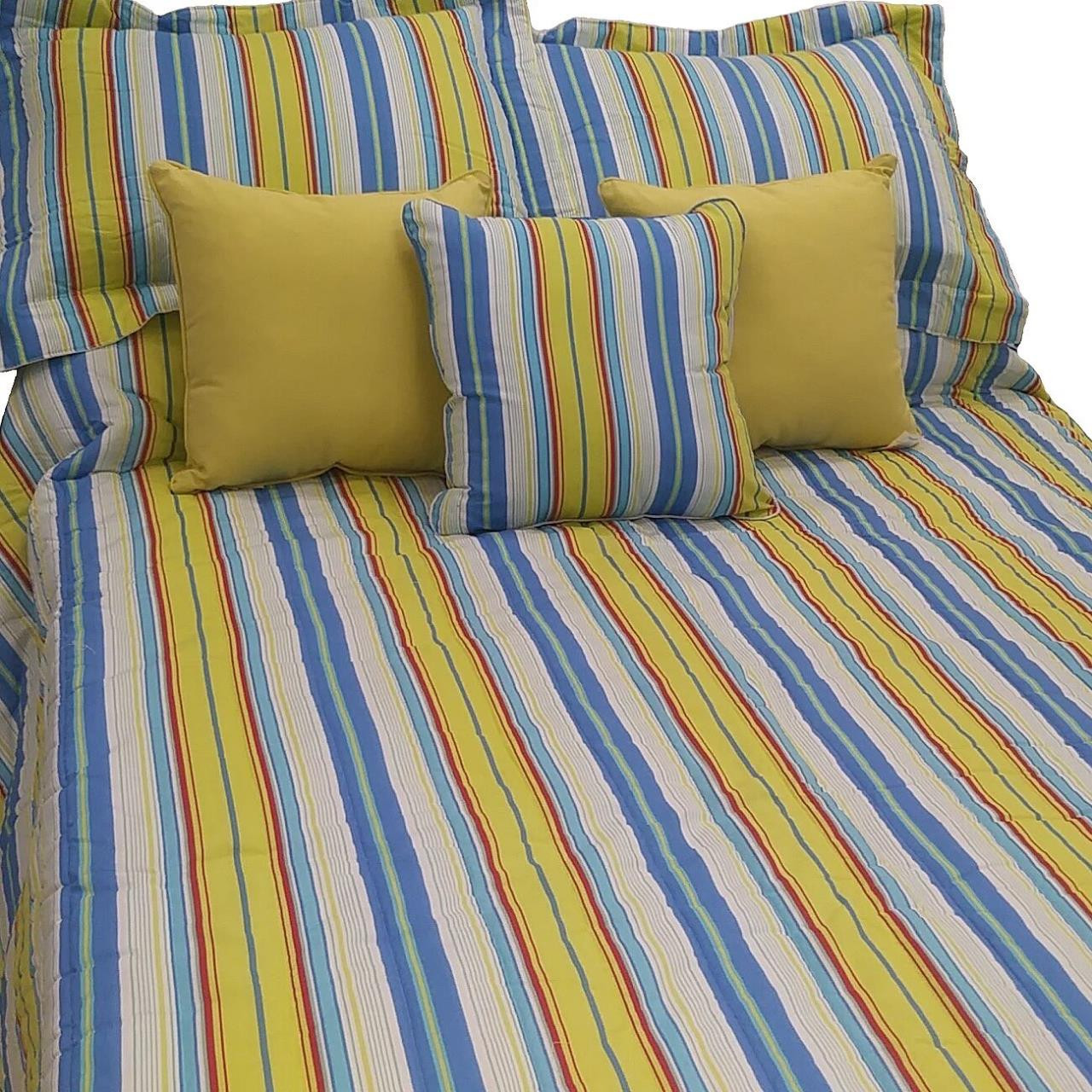 Tropical Trends Bright Blue Green Stripe Bedding ...