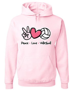 Peace Love Volleyball Hoodie- Pink