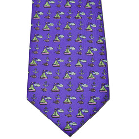 Sailboats & Fish Tie - Purple