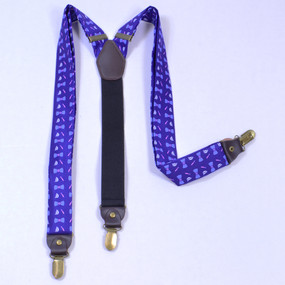 Classic Boat Tie Print Suspenders - Navy Blue