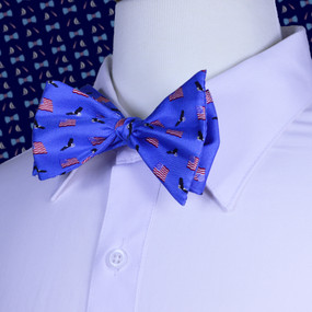 American Flags & Eagles Bow Tie - Blue